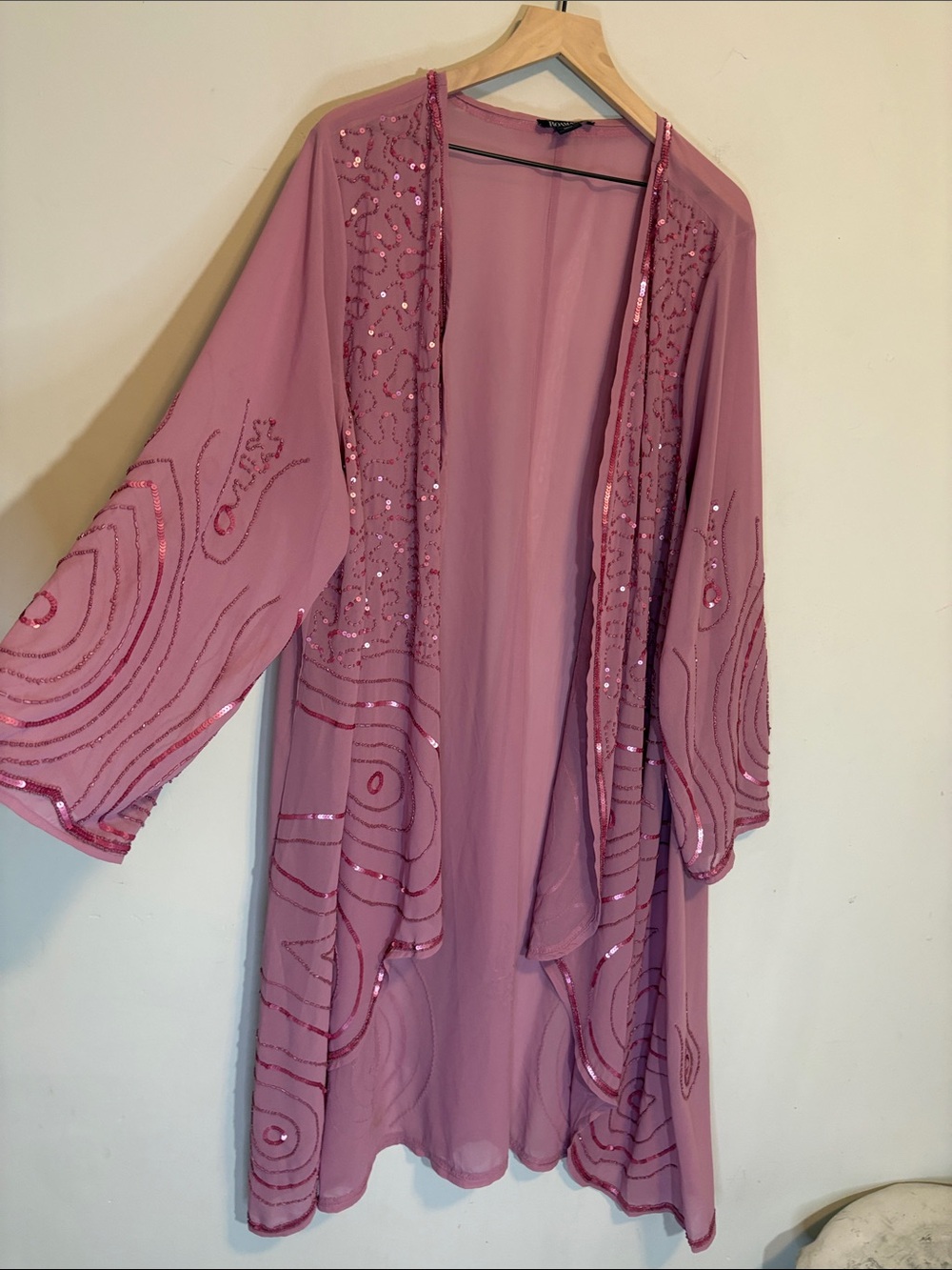 Fairycore Sheer Sequin Embellished Beaded Sparkle Chiffon Long Duster Jacket